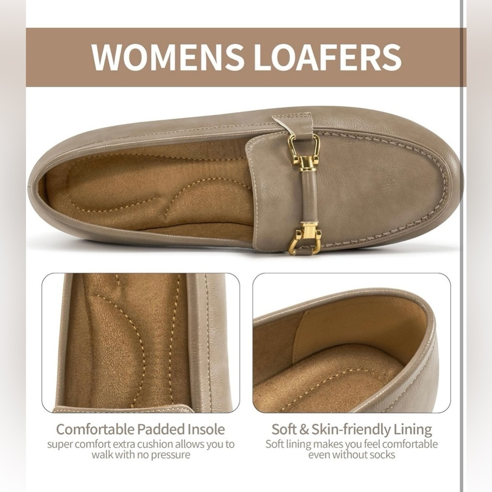 Elegant Taupe Loafers for Women - Picture 3 of 6